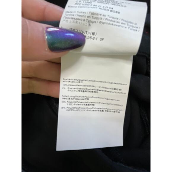 HUGO BOSS black vegan faux leather knit slim paneled moto leggings pants - Picture 5 of 7